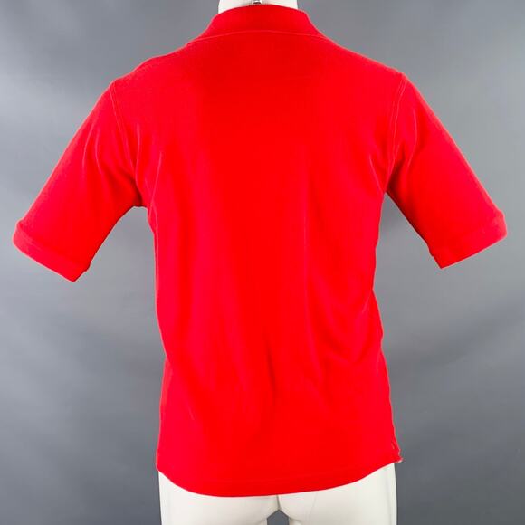 BURBERRY Size S Red Contrast Check Trim Cotton Pique Polo - Picture 4 of 6